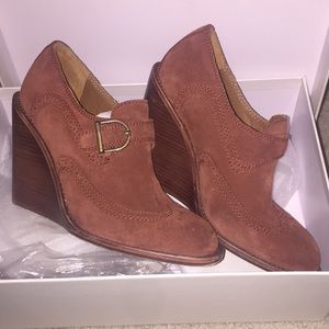 See by Chloe Suede Ricki Wingtip Wedge Size 36